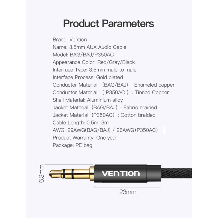 Cavo Audio Jack 3.5mm per Casse Pc Tv e Aux Stereo - 1 metro