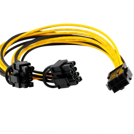2 Pezzi - Cavo MOLEX sdoppiato 1 in 6PIN e 2out 8PIN x Schede Video Riser Mining