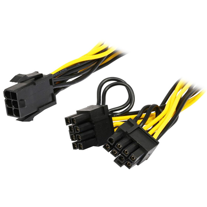 Cavo MOLEX sdoppiato 1 in 6PIN e 2out 8PIN x Schede Video Riser Mining