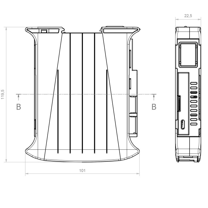 KIT 22,5 RAILBOX Case per Raspberry PI4 su guida DIN + Dissipatore