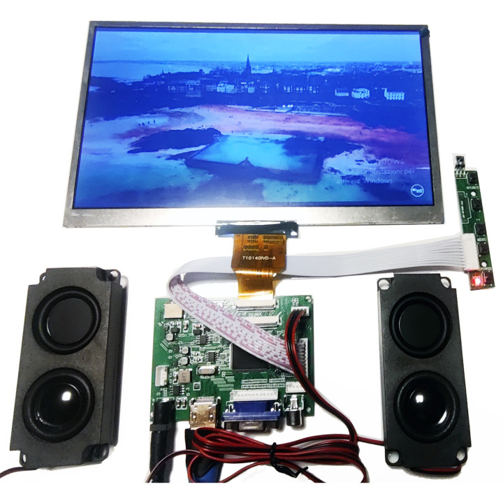 Display Lcd 10.1 pollici 16:9 1024x600 OpenFrame con Hdmi - VGA - AV
