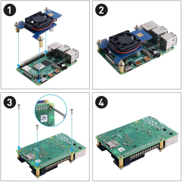 Modulo Poe Hat per Raspberry Pi3 e PI4 con Ventola