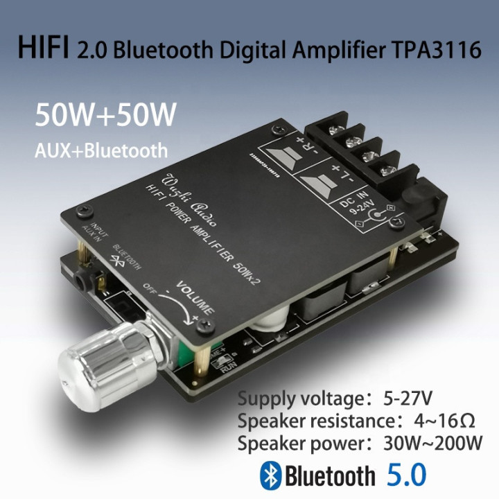 ZK-502C Scheda Amplificatore Audio Stereo Wireless Bluetooth 5.0 2x 50W 2 canali