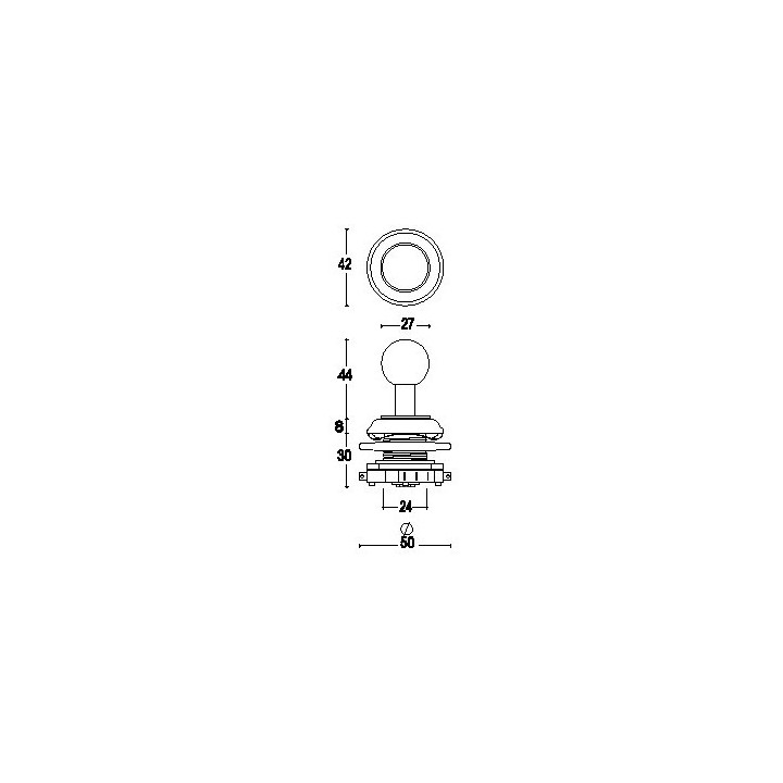 MOD.012SM24 Edierre Mini Joystick - Impugnatura a Palla - Foro 24mm