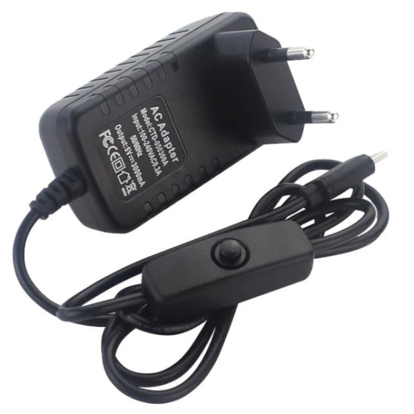 Power Supply for Raspberry PI4 USB-C with switch 3A