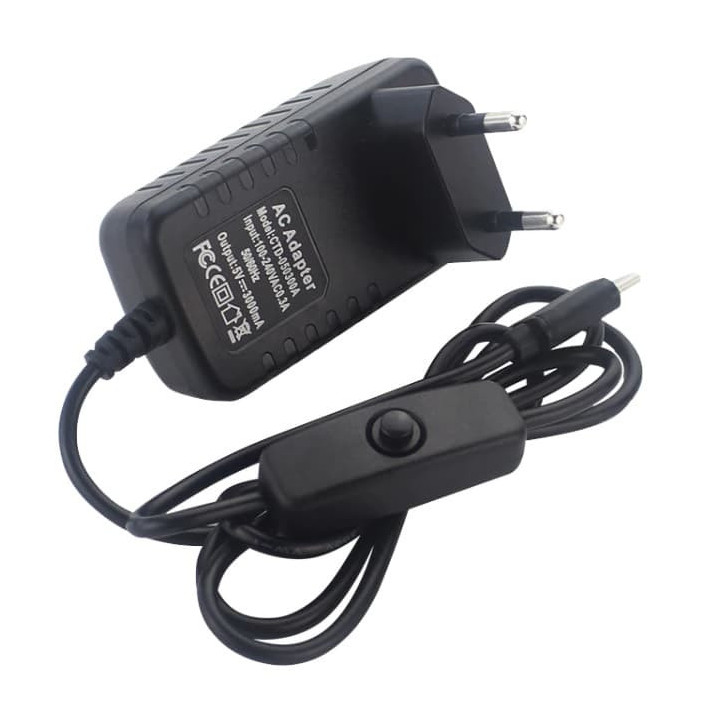 Alimentatore Raspberry PI4 da 3A USB-C con Interruttore