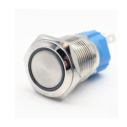 Metal Light Button Blue 12V 16mm Monostable