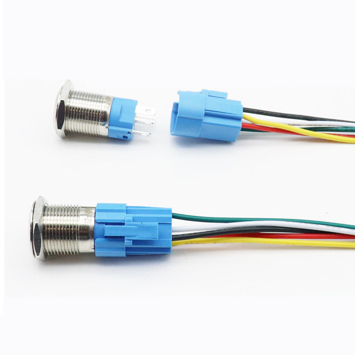 Metal Light Button Blue 12V 16mm Monostable