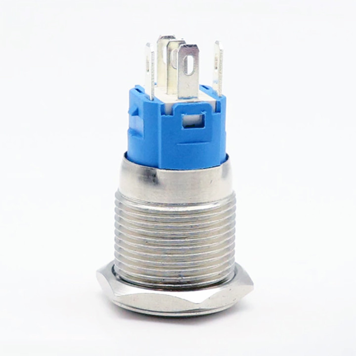 Metal Light Button Blue 12V 16mm Monostable