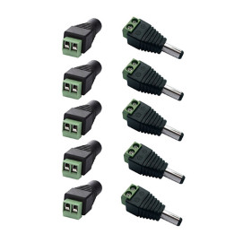 Set 5 + 5 DC Power Connectors 5.5mm x 2.1mm Male / Female for Led and more