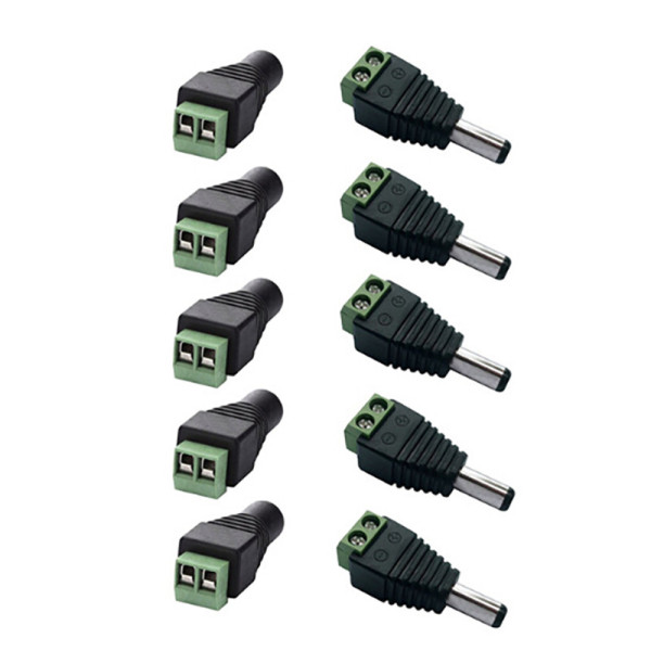 Set 5 + 5 DC Power Connectors 5.5mm x 2.1mm Male / Female for Led and more