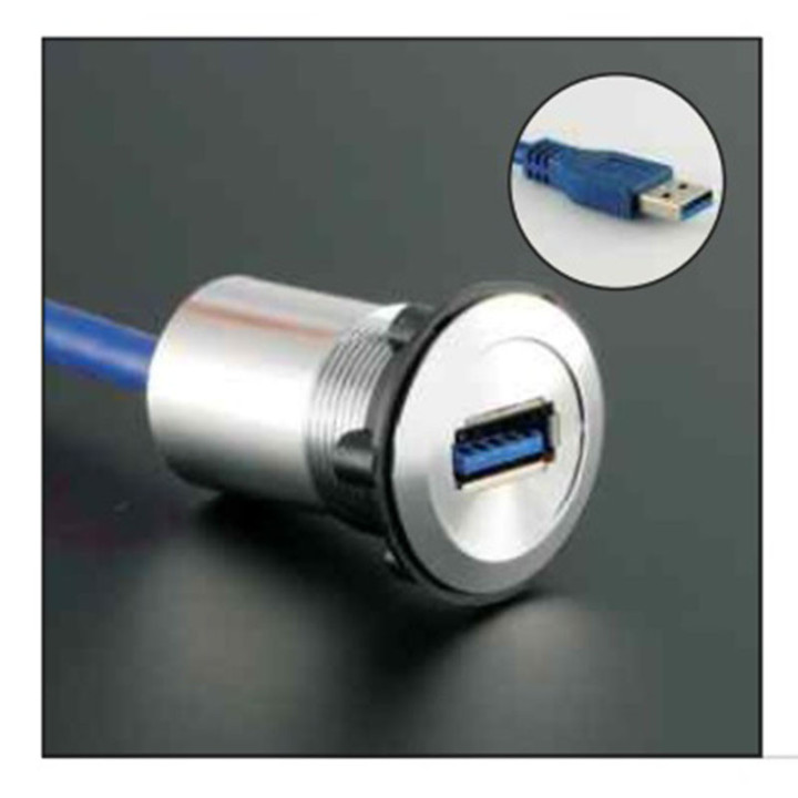 Presa USB 3.0  da Pannello in alluminio foro 24mm con ghiera