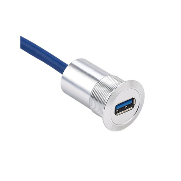 USB 3.0 Port Panel aluminum 24mm hole with ring nut