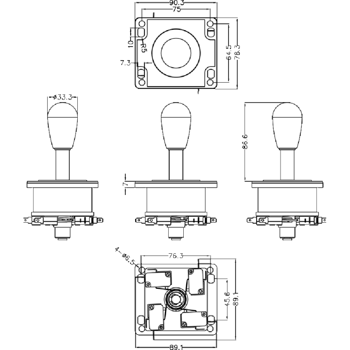 Baolian American Style Joystick with 4-8 positions