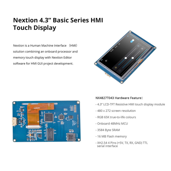 Nextion NX4827T043 Display Touch Screen 4,3 pollici - Serie Basic Resistivo