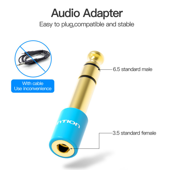 2 Pezzi - Connettore Riduttore Jack Audio Stereo 3.5F a 6.35M
