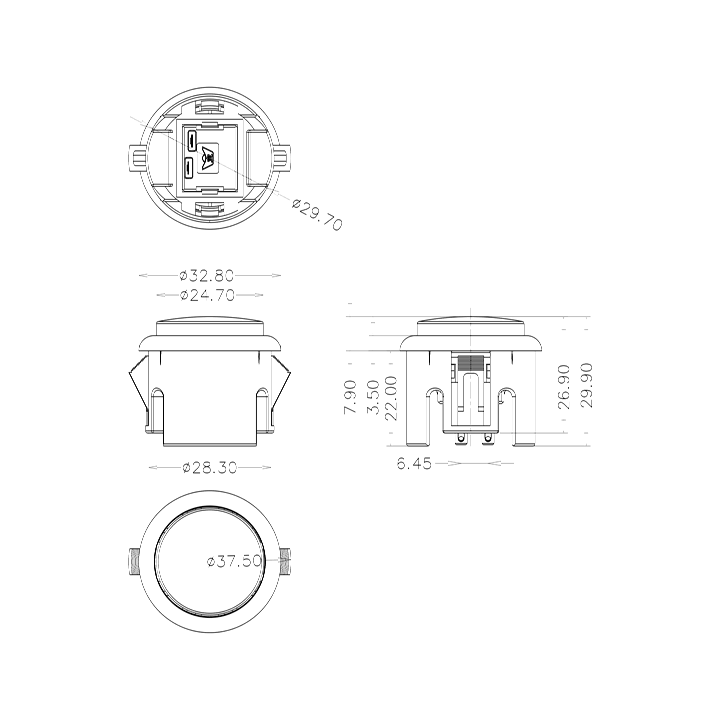 Baolian Pulsante Arcade da 30 mm per Cabinati e GamePad