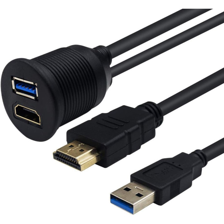 USB and HDMI panel socket fixable to 28mm hole panel
