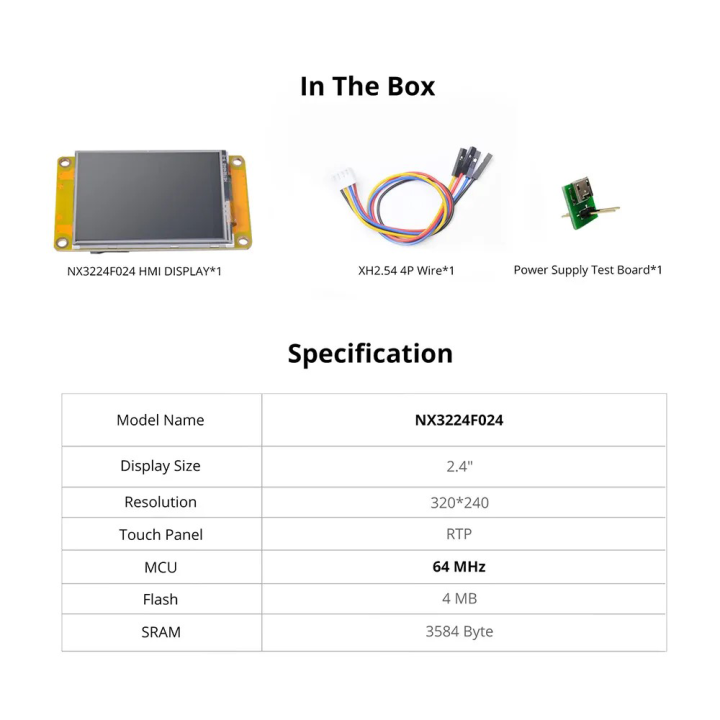 Nextion NX3224F024 Display Touch Screen 2,4 pollici - Serie Discovery Resistivo