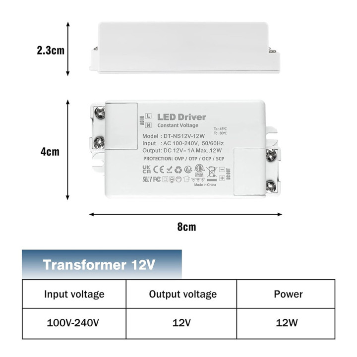 Alimentatore 12VDC 12W compatto