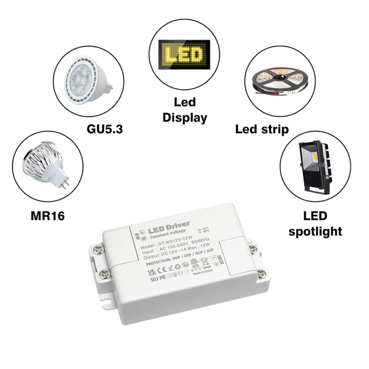 Alimentatore 12VDC 12W compatto