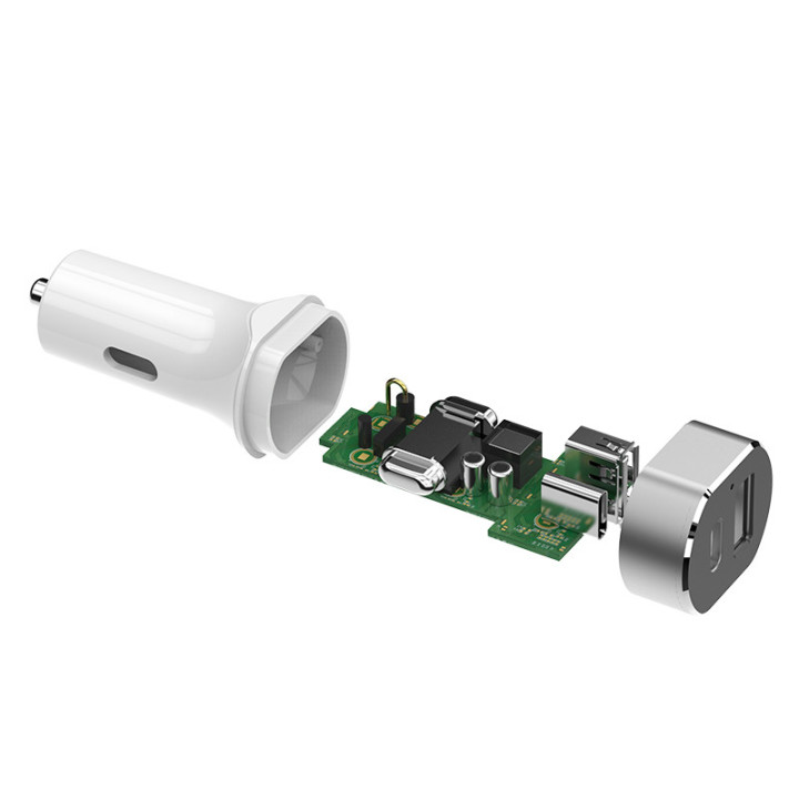 Caricabatterie da auto 2 porte Usb-A e Usb-C - Carica Rapida 2,4A