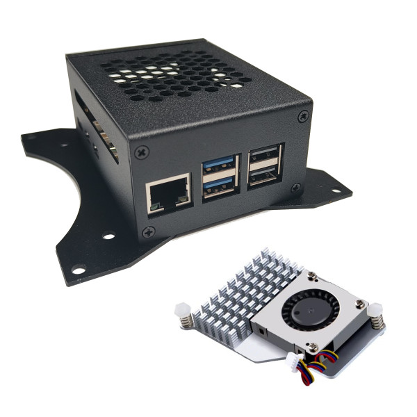 Raspberry Pi 5 Case Big con Supporti VESA e Active Cooler - Supporto per Shield NVMe