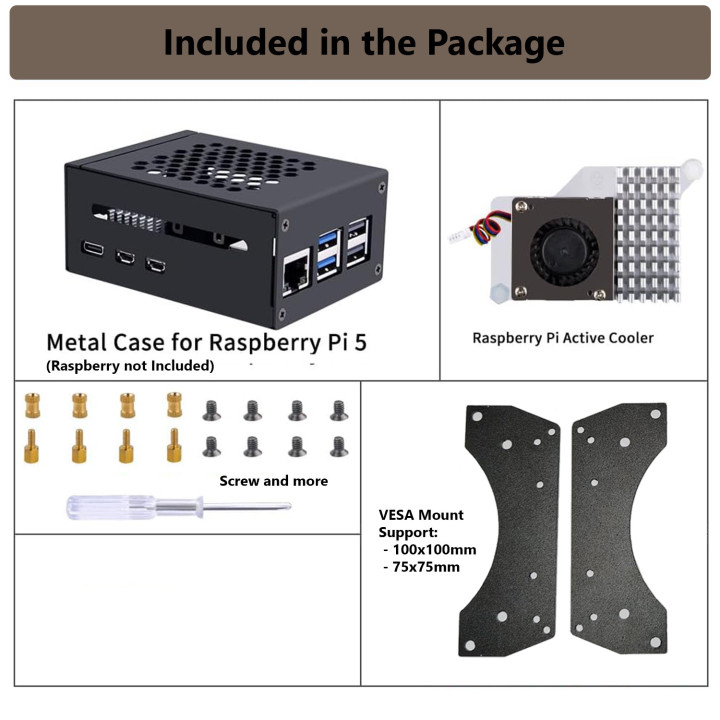 Raspberry Pi 5 Custodia Big con Supporti VESA