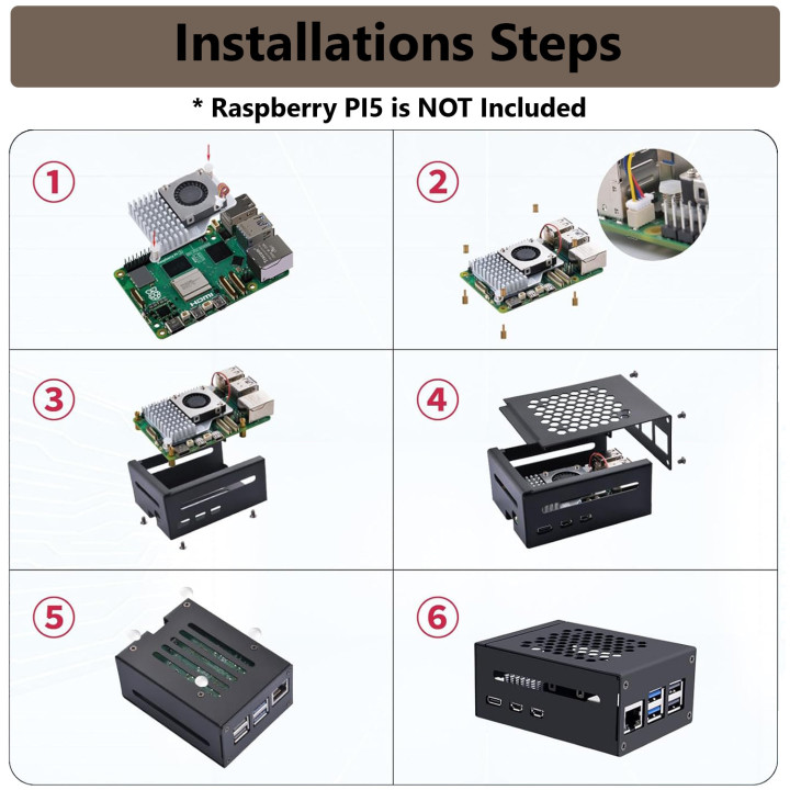Raspberry Pi 5 Case Big with VESA Mounts and Active Cooler