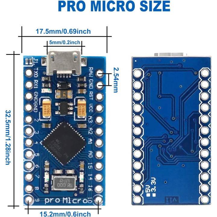 Board Arduino Pro Micro Chip 32U4 a 5V 16Mhz