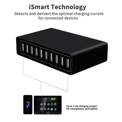 Caricatore USB 10 porte 60W  - Stazione di ricarica Dock multi USB