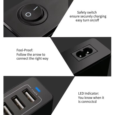 Caricatore USB 10 porte 60W  - Stazione di ricarica Dock multi USB
