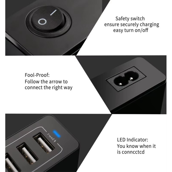 Caricatore USB 10 porte 60W  - Stazione di ricarica Dock multi USB