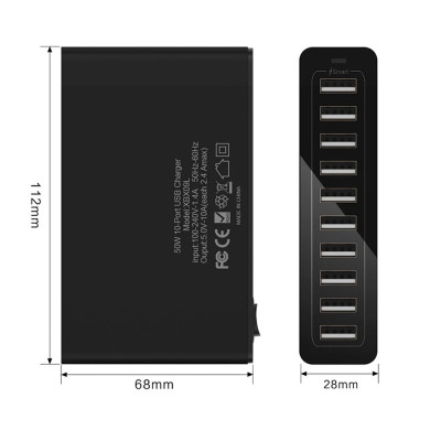 Caricatore USB 10 porte 60W  - Stazione di ricarica Dock multi USB