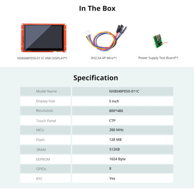 Nextion NX8048P050-011C 5p Touch Screen Display - Intelligent Series - Capacitive