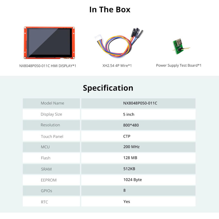 Nextion NX8048P050-011C 5p Touch Screen Display - Intelligent Series - Capacitive