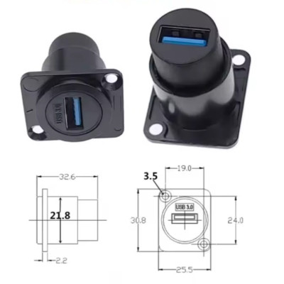 Panel-mountable USB 3.0 connector