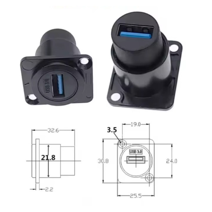 Panel-mountable USB 3.0 connector