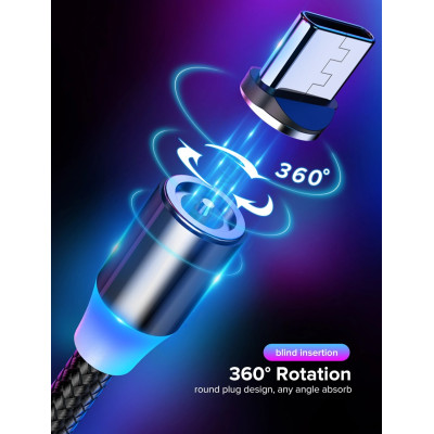 Digitalkey Cavo USB Magnetico 2 in 1 con Connettori Type-C e Micro USB Nero