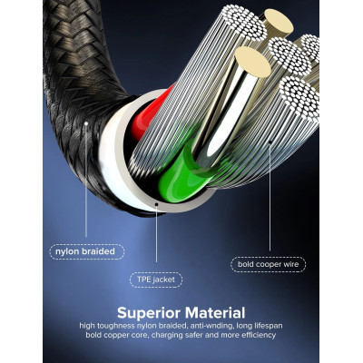 Digitalkey Cavo USB Magnetico 2 in 1 con Connettori Type-C e Micro USB Nero