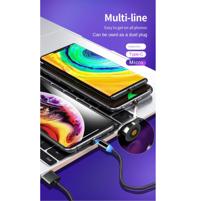 Digitalkey Cavo USB Magnetico 2 in 1 con Connettori Type-C e Micro USB Nero