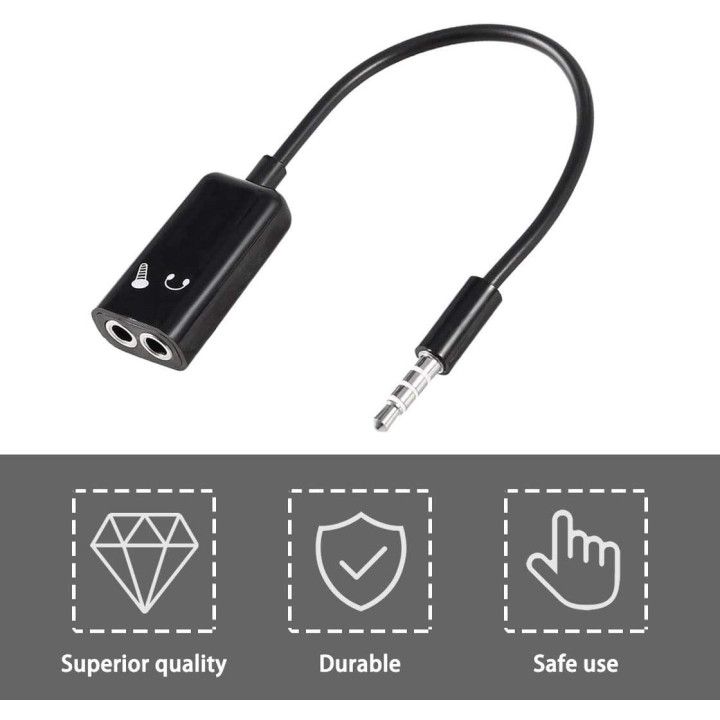 Splitter Audio Jack Aux 3.5mm Switcher separa Microfono da Cuffie