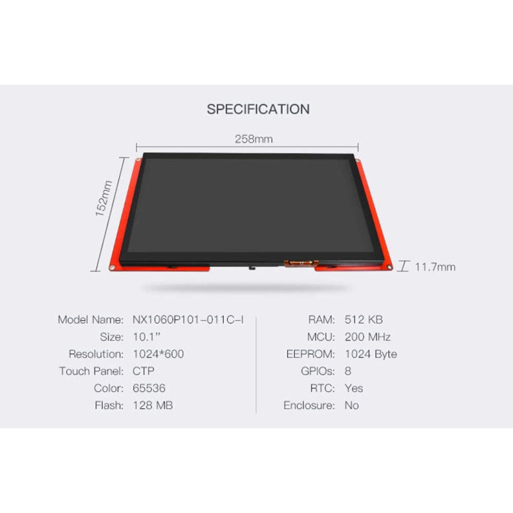 Nextion NX1060P101-011C-I Display Touch Screen 10 p. - Serie Intelligent Capacitivo