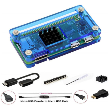 Kit 7 in 1 Case per Raspberry Pi Zero & W + Set di cavi HDMI e GPIO