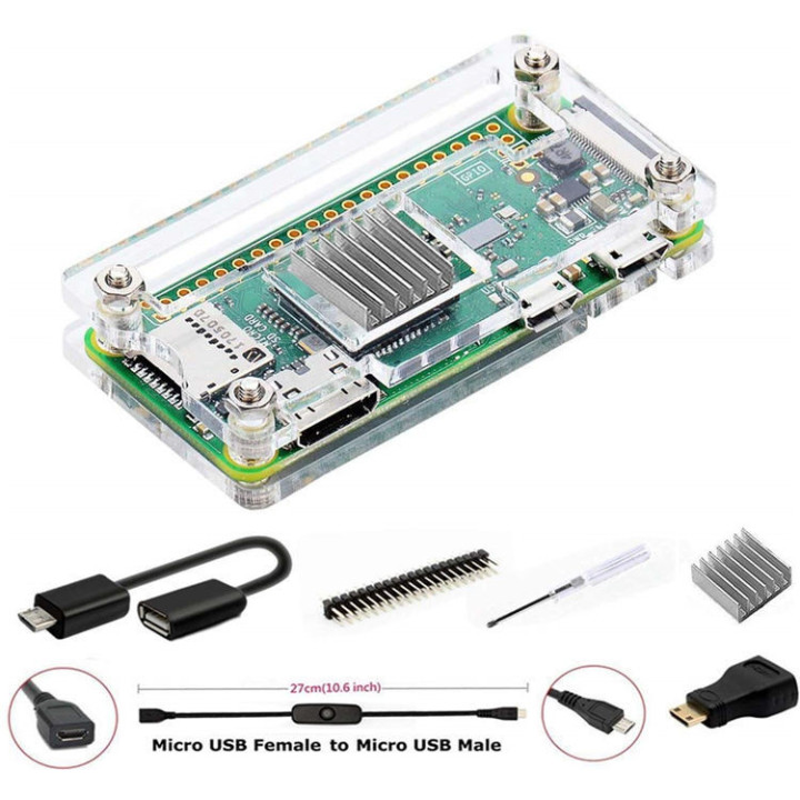 Kit 7 in 1 Case per Raspberry Pi Zero & W + Set di cavi HDMI e GPIO