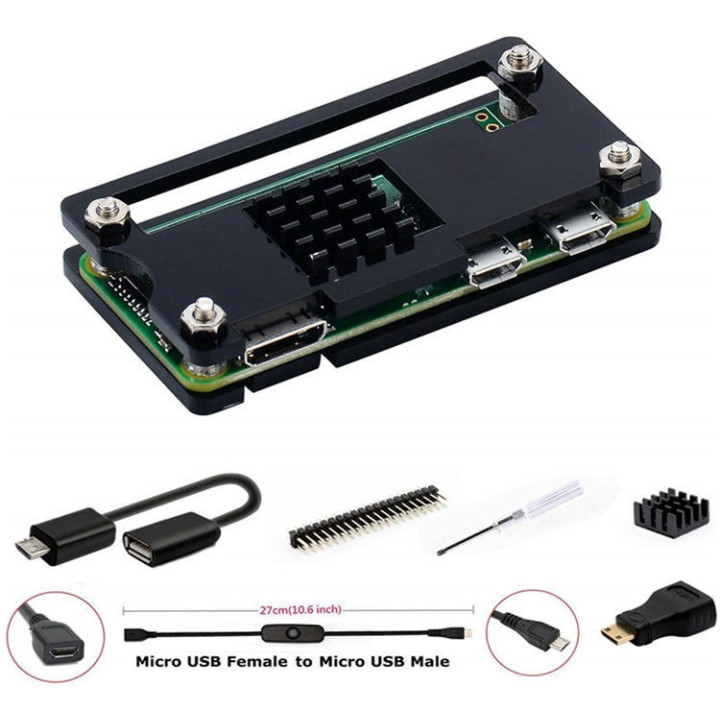 Kit 7 in 1 Case per Raspberry Pi Zero & W + Set di cavi HDMI e GPIO