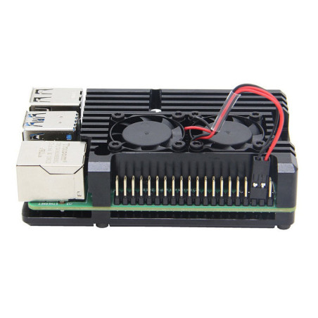 Armor Case per Raspberry Pi 4 con 2 Ventole - Custodia in Alluminio Dual Fan per Raffreddamento