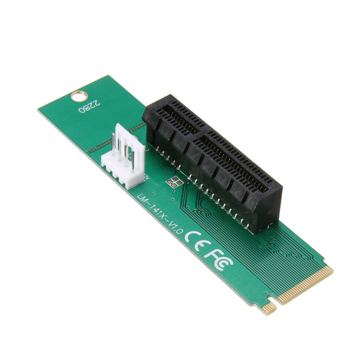 M2 to PCI-E x4 Adattatore Alimentatore Molex 4pin per Riser Extender GPU o altro