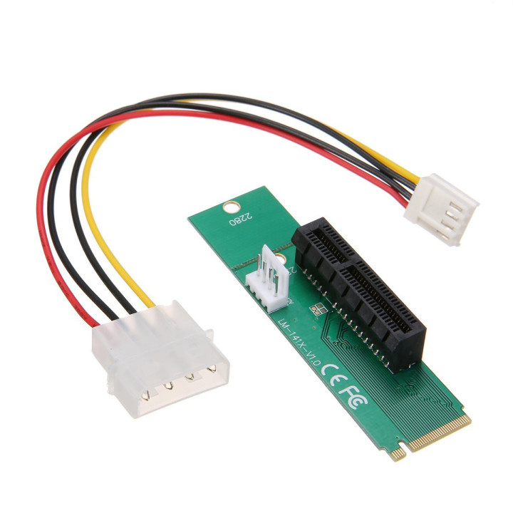 M2 to PCI-E x4 Adattatore Alimentatore Molex 4pin per Riser Extender GPU o altro