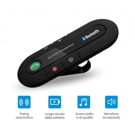connettere due dispositivi di smartphone contemporaneamente Kit Vivavoce Bluetooth Accensione Automatica Tramite Sensore di Prossimità V4.1 da Auto con Controllo Vocale 